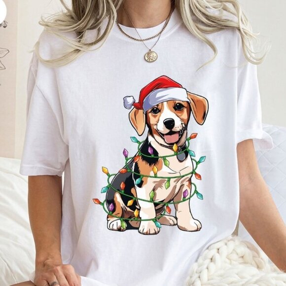 Gildan Other - Christmas Lights T-shirt, Cute Christmas Dog Shirt, Dog Mom Tee